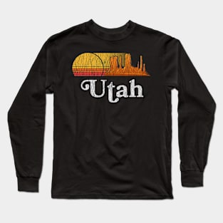 Vintage Retro Utah Mountain Hiking Camping Long Sleeve T-Shirt